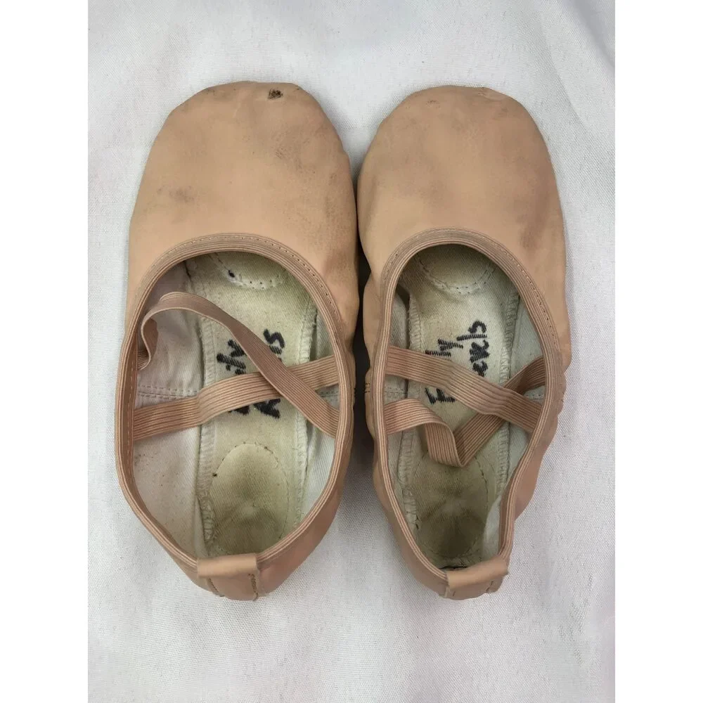 Pre-Owned Dance Ballet Shoes Stelle Child 3M Leather Double Strap Split Sole